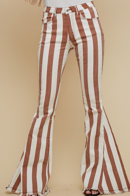 Striped Denim Flares