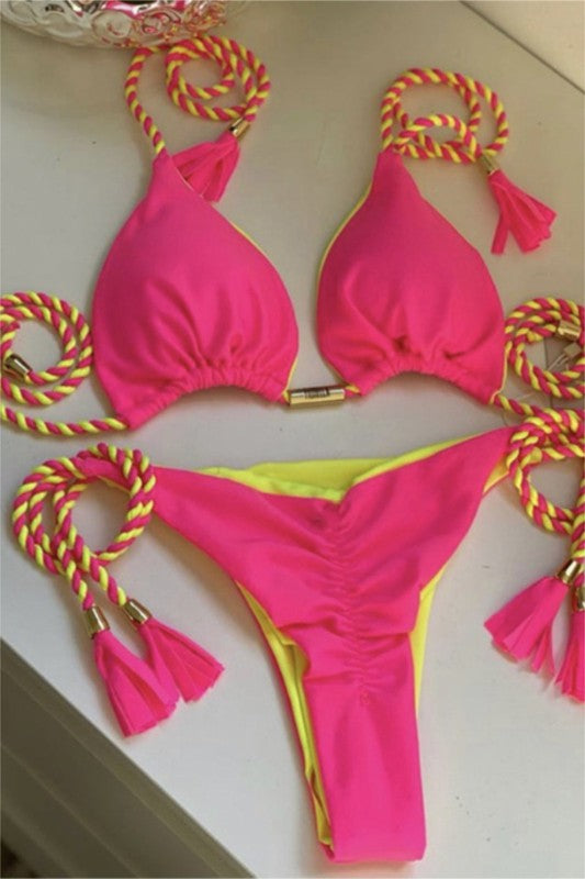 Lila Contrast Color Swimsuit