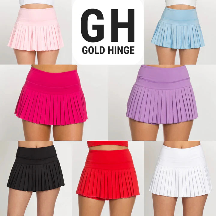 Gold Hinge Pleated Tennis Skirt