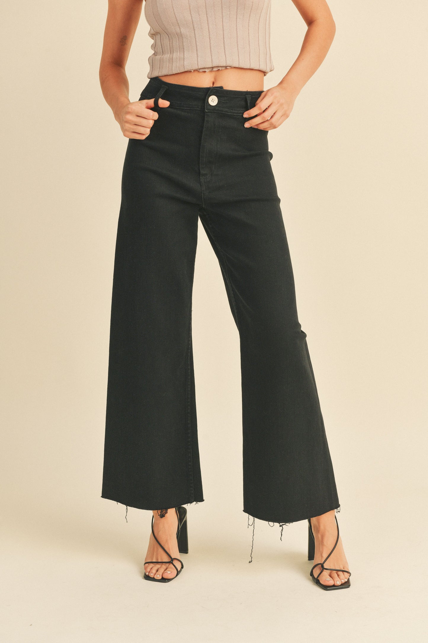 Ariel Straight Wide Leg Denim Pants