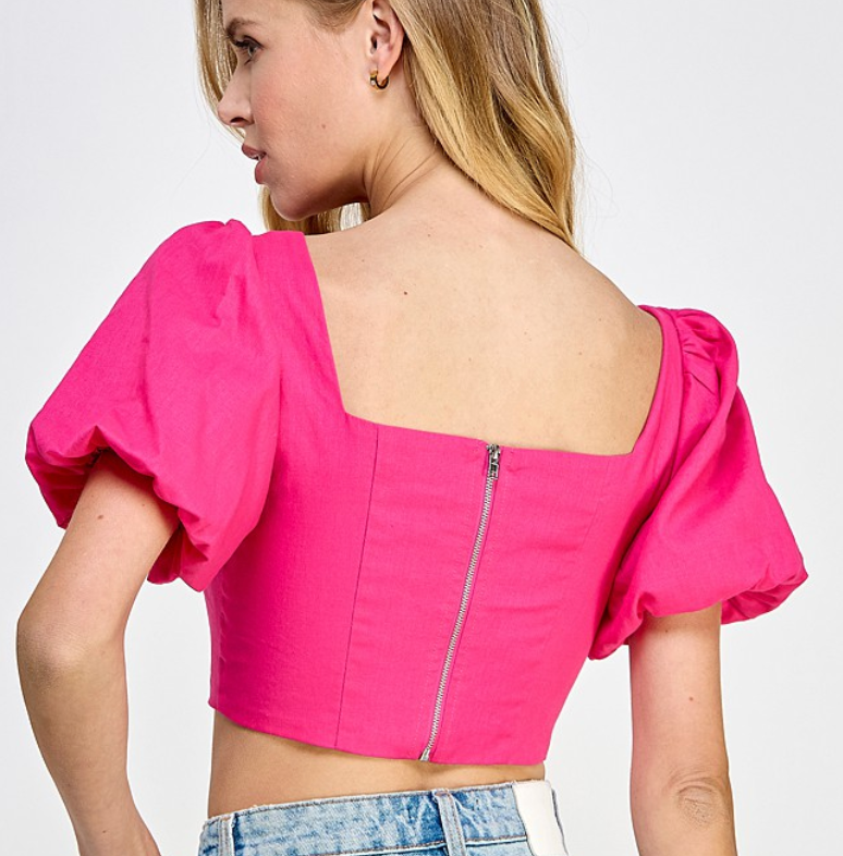 Lulu Cropped Puff Sleeve Top
