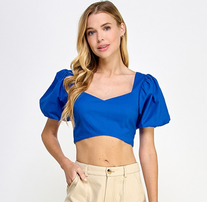 Lulu Cropped Puff Sleeve Top