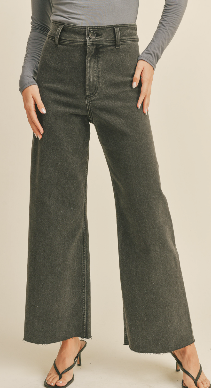 Ariel Straight Wide Leg Denim Pants