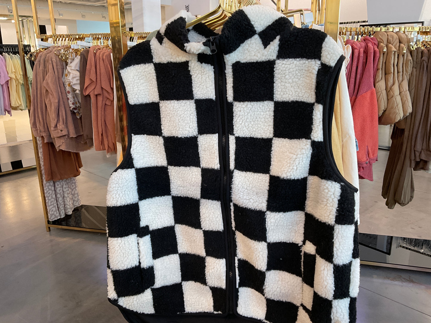 Madi Sherpa Checked Vest