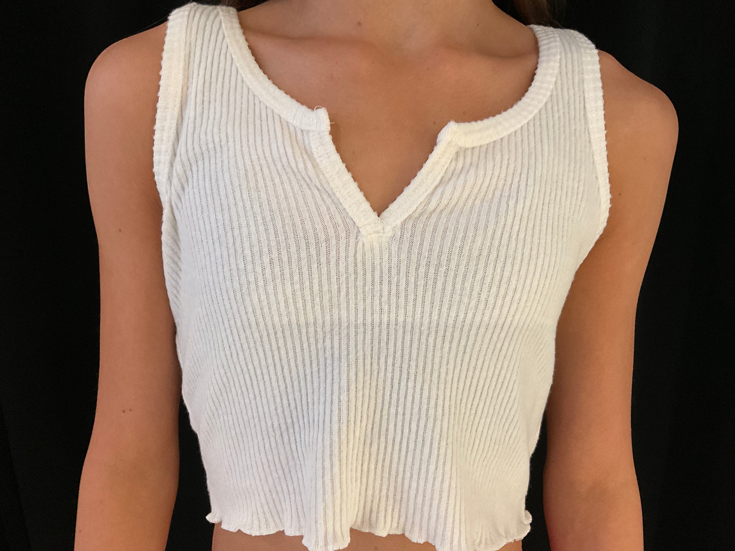 Arabella Ribbed Tank W/Lettuce Edge