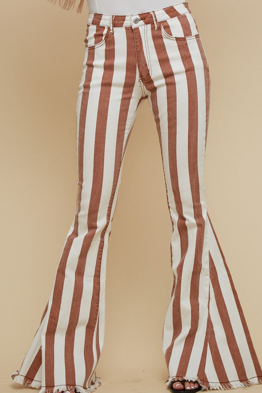 Striped Denim Flares