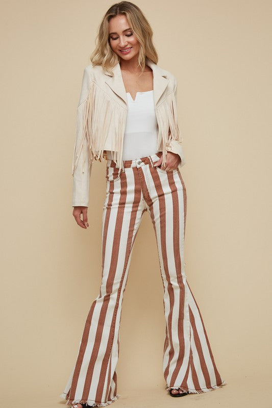 Striped Denim Flares