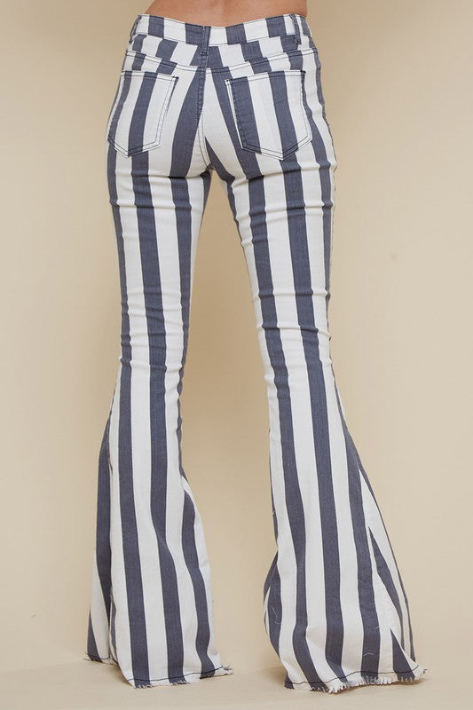 Striped Denim Flares