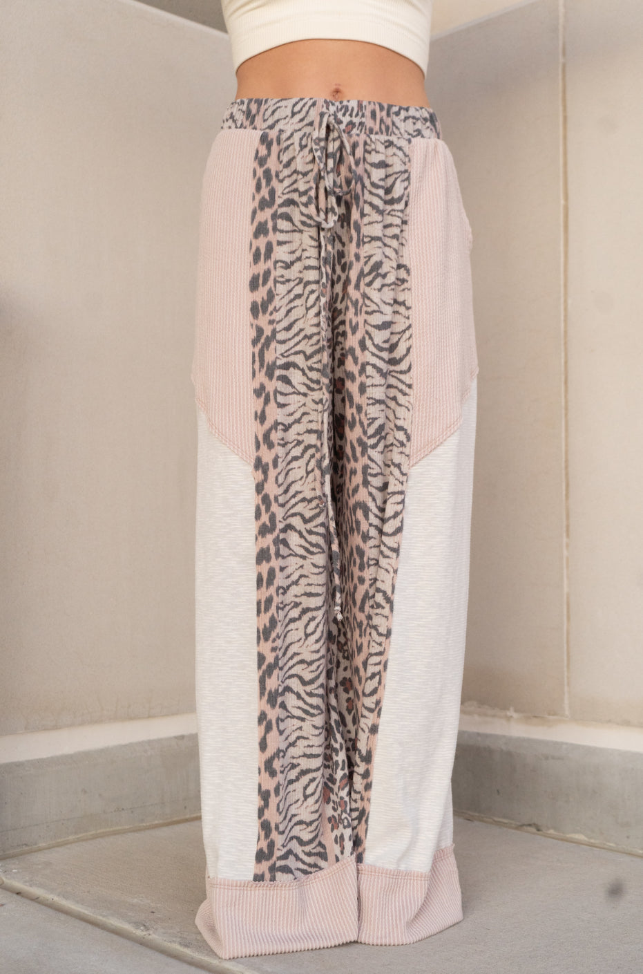 Animal Print Drawcord Pants