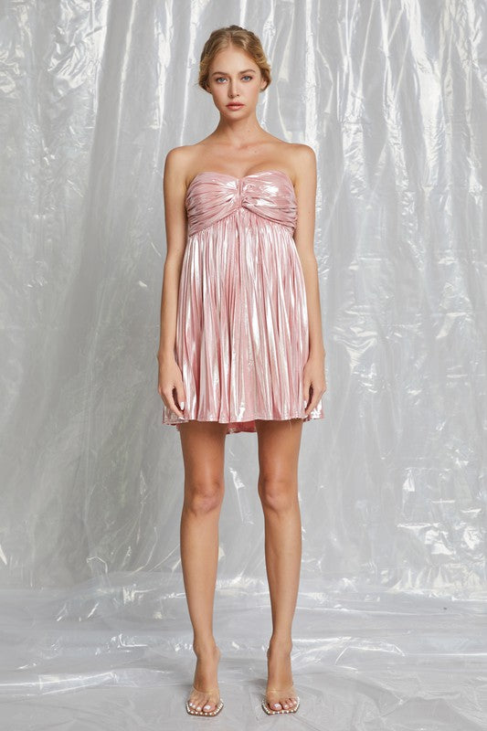 Hailey Strapless Pleated Mini Dress