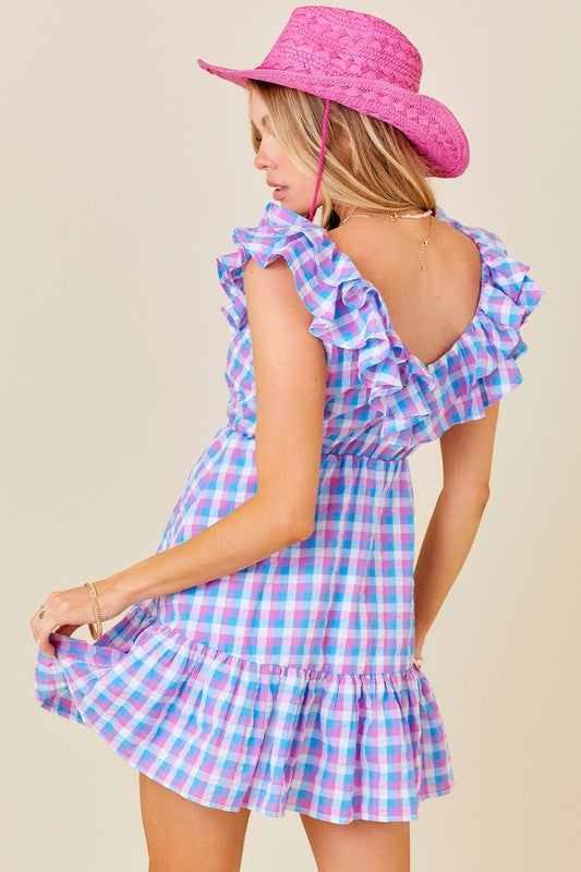 Noelle Checked Ruffle Dress