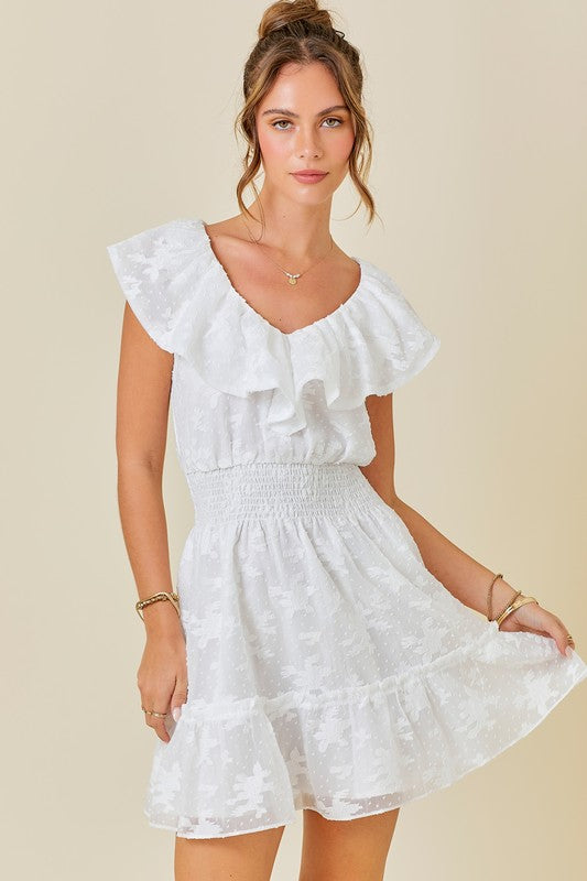 Lacey Sleeveless Ruffle Dress