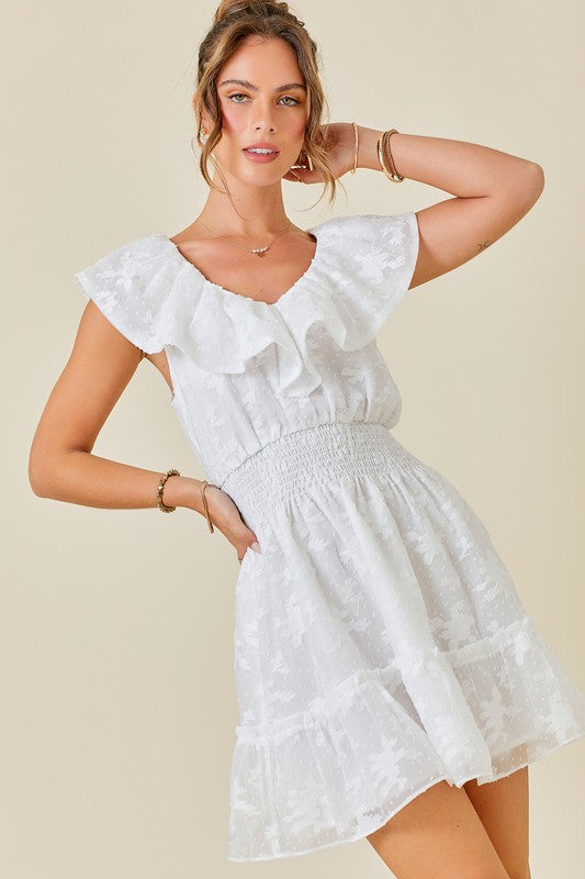 Lacey Sleeveless Ruffle Dress