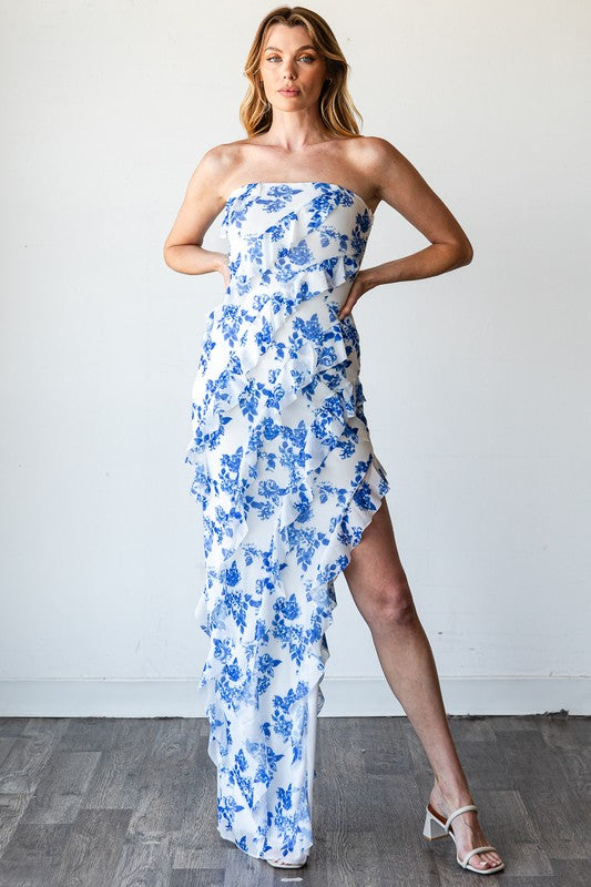 April Floral Ruffle Maxi Dress