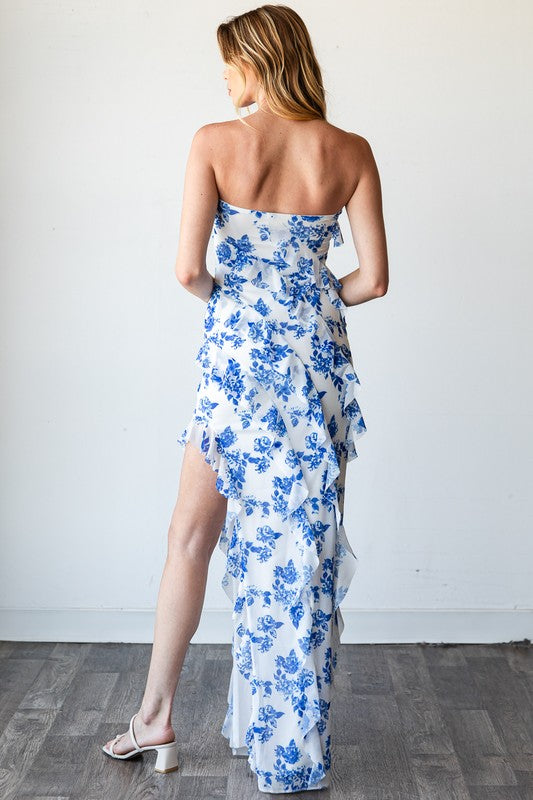 April Floral Ruffle Maxi Dress