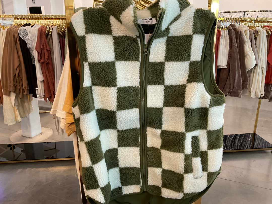 Madi Sherpa Checked Vest